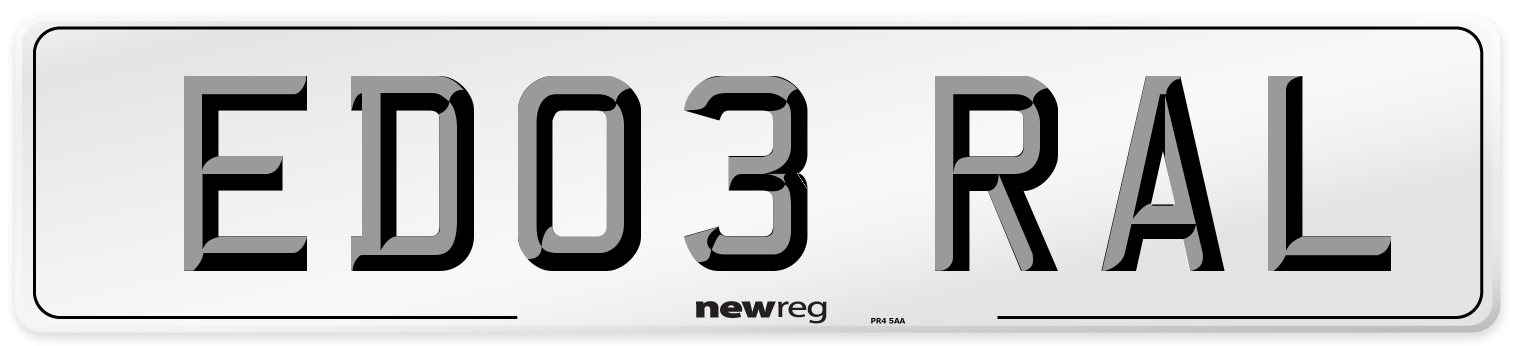 ED03 RAL Number Plate from New Reg